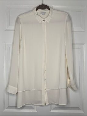J. Jill Cream Button-Front Blouse Size S